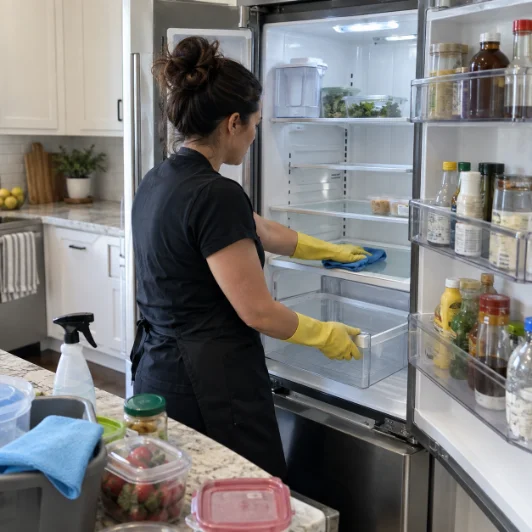 Scrubbing the inside of an oven